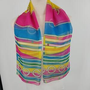 Abstract Design Women's Scarf Multicolor Chiffon Rectangle Neck Warmer 16" x 45"